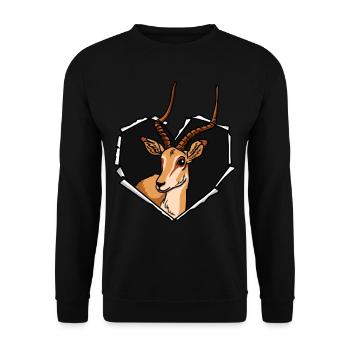 Antilope de fissure Déchirure trou coeur antilope - Sweat-shirt Unisexe - noir - Devant - Alina (178cm) & Michal (187cm)