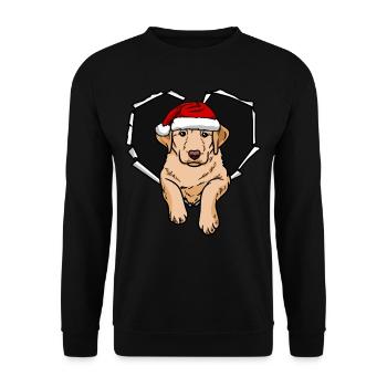Labrador Crack Torn Hole Cœur de chapeau de Noël - Sweat-shirt Unisexe - noir - Devant - Alina (178cm) & Michal (187cm)