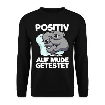 Koala Positiv Auf Müde Getestet Koala Schlafshirt - Unisex Pullover - Schwarz - Vorne - Alina (178cm) & Michal (187cm)