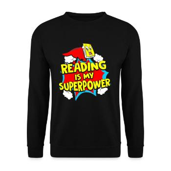 La lecture est mon superpouvoir - Sweat-shirt Unisexe - noir - Devant - Alina (178cm) & Michal (187cm)