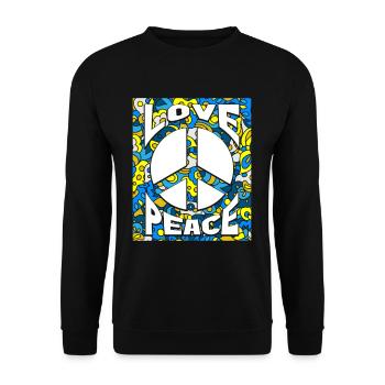 Peace Love Ukraine - Unisex Pullover - Schwarz - Vorne - Alina (178cm) & Michal (187cm)