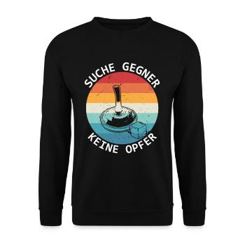 Eisstock Suche Gegner Keine Opfer Stockschützen - Unisex Pullover - Schwarz - Vorne - Alina (178cm) & Michal (187cm)