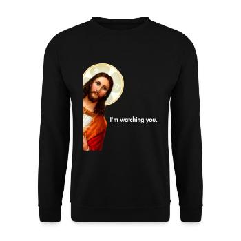I'm Watching You Peeking Jesus Christ - Unisex Sweatshirt - black - Front - Alina (178cm) & Michal (187cm)