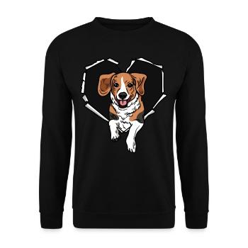Beagle crack torn hole heart dog face - Unisex Sweatshirt - black - Front - Alina (178cm) & Michal (187cm)