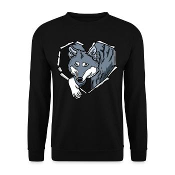 Crack Wolf Torn Hole Coeur Loup Visage - Sweat-shirt Unisexe - noir - Devant - Alina (178cm) & Michal (187cm)