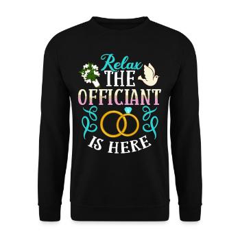 Trauungsleiter Eheoffizier Priester Pfarrer Ehe - Unisex Pullover - Schwarz - Vorne - Alina (178cm) & Michal (187cm)