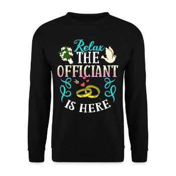 Trauungsleiter Eheoffizier Priester Pfarrer Ehe - Unisex Pullover - Schwarz - Vorne - Alina (178cm) & Michal (187cm)