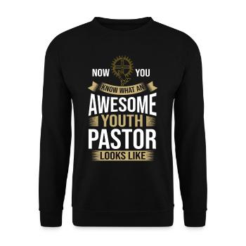 Youth Parish Church Pastor Christian - Unisex Sweatshirt - black - Front - Alina (178cm) & Michal (187cm)