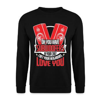 Subwoofers Car Neighbors Love - Unisex Sweatshirt - black - Front - Alina (178cm) & Michal (187cm)
