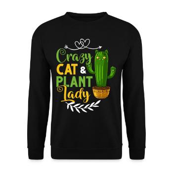 Catcus Cactus Chat Plantes Succulentes Cactus - Sweat-shirt Unisexe - noir - Devant - Alina (178cm) & Michal (187cm)