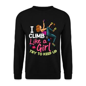 Rock Climbing Climbing Indoor Bouldering Girls Wall - Unisex Sweatshirt - black - Front - Alina (178cm) & Michal (187cm)