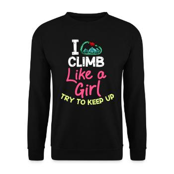 Rock Climbing Climbing Indoor Bouldering Girls Wall - Unisex Sweatshirt - black - Front - Alina (178cm) & Michal (187cm)