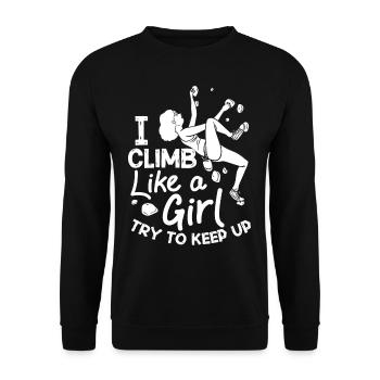 Felsklettern Klettern Indoor Bouldern Mädchen Wand - Unisex Pullover - Schwarz - Vorne - Alina (178cm) & Michal (187cm)