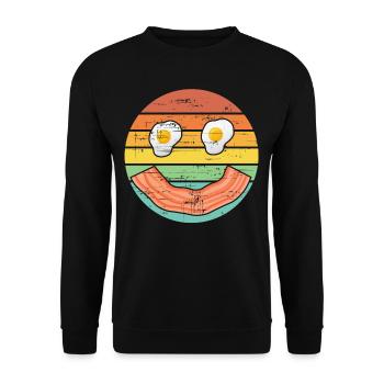 Vintage Bacon Smile With Eggs - Unisex Sweatshirt - black - Front - Alina (178cm) & Michal (187cm)
