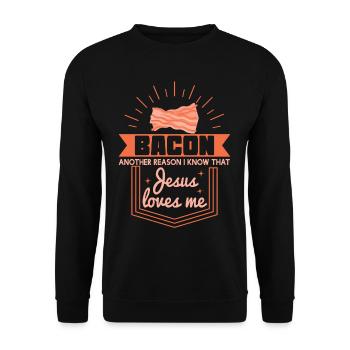 Bacon Reason Jesus Loves Me Bacon Lover - Unisex Sweatshirt - black - Front - Alina (178cm) & Michal (187cm)