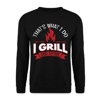 I Grill And Drink Grilling BBQ - Unisex Sweatshirt - black - Front - Alina (178cm) & Michal (187cm)