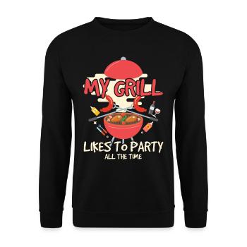 My Grill Likes To Party Barbecue - Unisex Sweatshirt - black - Front - Alina (178cm) & Michal (187cm)