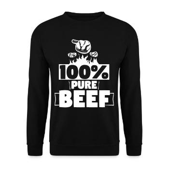 100% Pure Beef Meat Lover - Unisex Sweatshirt - black - Front - Alina (178cm) & Michal (187cm)