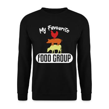 Favourite Food Group Meat Beef - Unisex Sweatshirt - black - Front - Alina (178cm) & Michal (187cm)