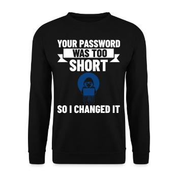 Passwort Hacker Sicherheit Computer Hacking - Unisex Pullover - Schwarz - Vorne - Alina (178cm) & Michal (187cm)