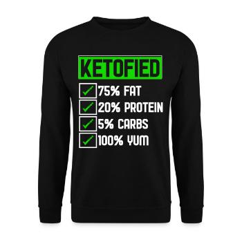 Keto Diet Ketofied Fat Protein Carbs Yum - Unisex Sweatshirt - black - Front - Alina (178cm) & Michal (187cm)