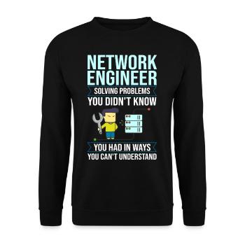 Netzwerkingenieur Network Engineer Computer - Unisex Pullover - Schwarz - Vorne - Alina (178cm) & Michal (187cm)