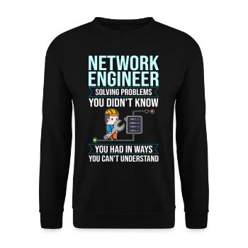 Netzwerkingenieur Network Engineer Computer - Unisex Pullover - Schwarz - Vorne - Alina (178cm) & Michal (187cm)