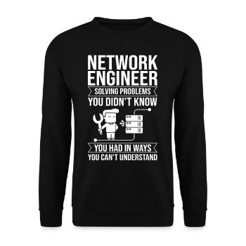 Netzwerkingenieur Network Engineer Computer - Unisex Pullover - Schwarz - Vorne - Alina (178cm) & Michal (187cm)