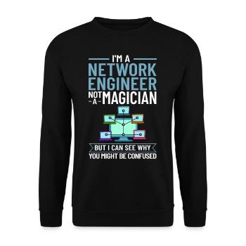 Netzwerkingenieur Network Engineer Computer - Unisex Pullover - Schwarz - Vorne - Alina (178cm) & Michal (187cm)