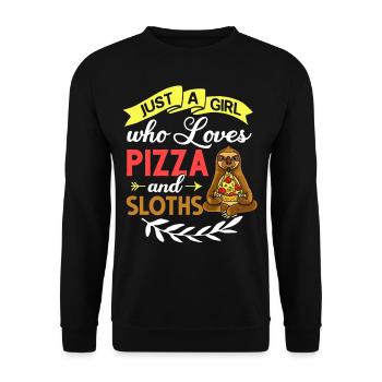 Sloth Pizza Delivery Pizzeria Italian - Unisex Sweatshirt - black - Front - Alina (178cm) & Michal (187cm)