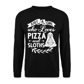 Sloth Pizza Delivery Pizzeria Italian - Unisex Sweatshirt - black - Front - Alina (178cm) & Michal (187cm)