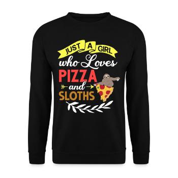 Sloth Pizza Delivery Pizzeria Italian - Unisex Sweatshirt - black - Front - Alina (178cm) & Michal (187cm)
