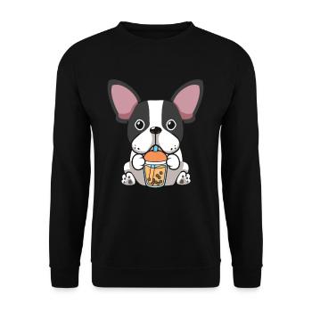 Bubble Milk Tea Bulldog drinks Boba tea - Unisex Sweatshirt - black - Front - Alina (178cm) & Michal (187cm)