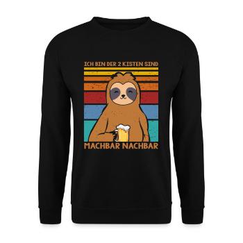 2 Kisten sind machbar Faultier Bier Saufen - Unisex Pullover - Schwarz - Vorne - Alina (178cm) & Michal (187cm)