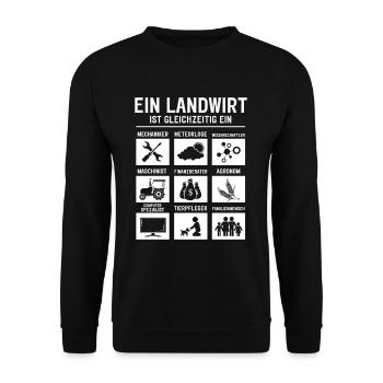 Landwirt Mechaniker Meterologe Maschinist - Unisex Pullover - Schwarz - Vorne - Alina (178cm) & Michal (187cm)