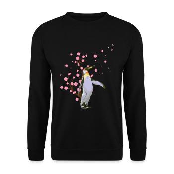 Cherry Blossom Penguin Japanese Sakura Flower - Unisex Sweatshirt - black - Front - Alina (178cm) & Michal (187cm)