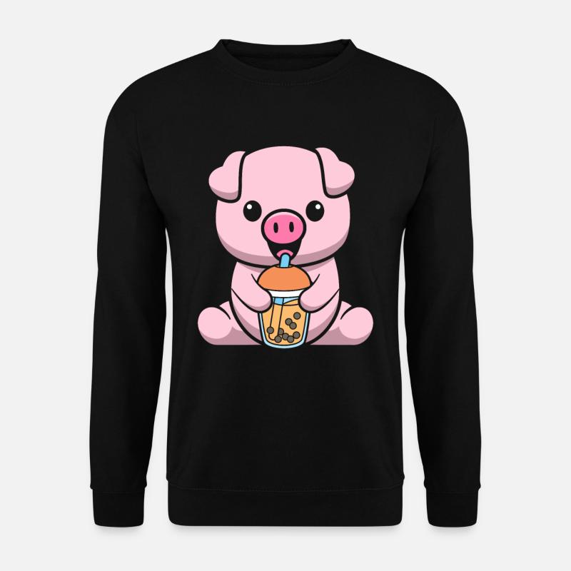 Cochon bubble Tea - Sweat-shirt Unisexe - noir