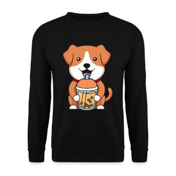 Bubble Tea Hund - Unisex Pullover - Schwarz - Vorne - Alina (178cm) & Michal (187cm)