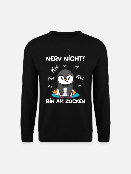 Bin am Zocken Gaming Pinguin - Unisex Pullover - Schwarz