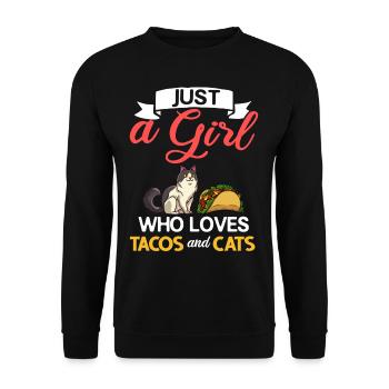 Tacocat Taco Chat Chat Chat Fast Food - Sweat-shirt Unisexe - noir - Devant - Alina (178cm) & Michal (187cm)
