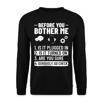 Support technique Assistance technique informatique Helpdesk - Sweat-shirt Unisexe - noir - Devant - Alina (178cm) & Michal (187cm)