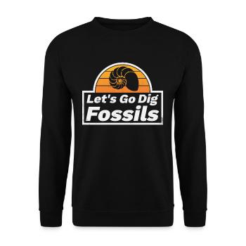 Fossilien Versteinerung Ammonit Spruch Retro - Unisex Pullover - Schwarz - Vorne - Alina (178cm) & Michal (187cm)