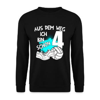 Volleyball Geburtstag Ich bin 4 Jahre - Unisex Pullover - Schwarz - Vorne - Alina (178cm) & Michal (187cm)