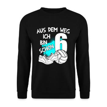 Volleyball Geburtstag Ich bin 6 Jahre - Unisex Pullover - Schwarz - Vorne - Alina (178cm) & Michal (187cm)