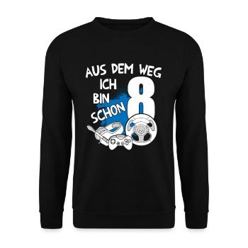 Gaming Geburtstag Ich bin 8 Jahre Kindergeburtstag - Unisex Pullover - Schwarz - Vorne - Alina (178cm) & Michal (187cm)
