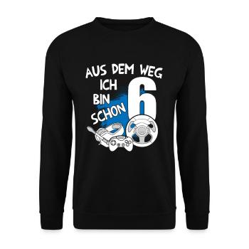 Gaming Geburtstag Ich bin 6 Jahre Kindergeburtstag - Unisex Pullover - Schwarz - Vorne - Alina (178cm) & Michal (187cm)