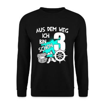 Piraten Geburtstag Ich bin 3 Jahre alt - Unisex Pullover - Schwarz - Vorne - Alina (178cm) & Michal (187cm)