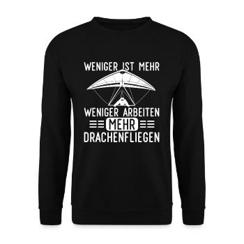 Weniger Arbeiten Mehr Paragleiten Gleitschirm - Unisex Pullover - Schwarz - Vorne - Alina (178cm) & Michal (187cm)