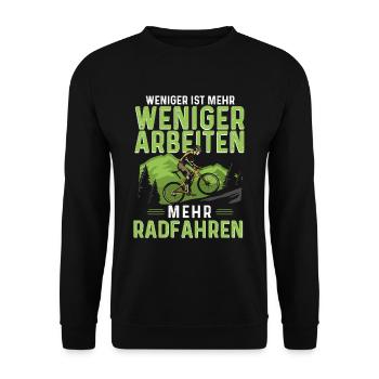 Weniger Arbeiten Mehr Radfahren Radfahrer - Unisex Pullover - Schwarz - Vorne - Alina (178cm) & Michal (187cm)