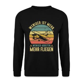 Weniger Arbeiten Mehr Modellfliegen Modellflieger - Unisex Pullover - Schwarz - Vorne - Alina (178cm) & Michal (187cm)